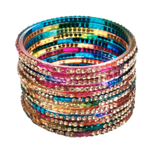 Multi Color Shining Glass Bangles Set Pack of 12